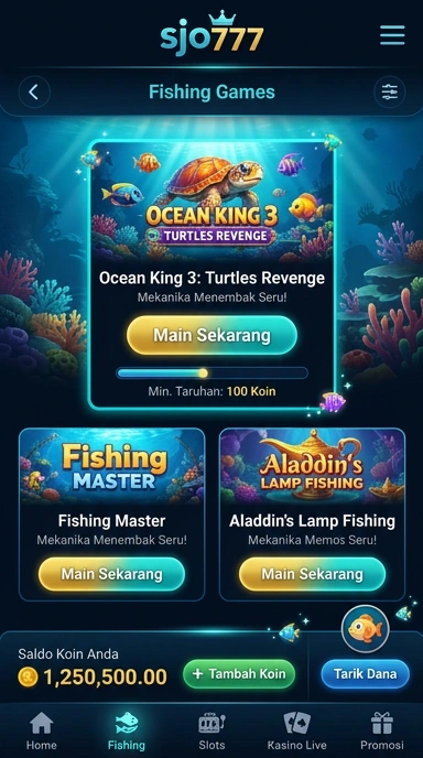 Pratinjau antarmuka sjo777 — aplikasi APK resmi Android v4.6.8